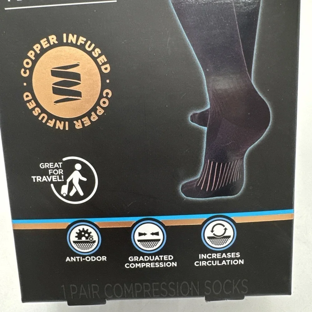 NEW Copper Fit EASY ON OFF Technology  Energy COMPRESSION SOCKS L/XL Unisex